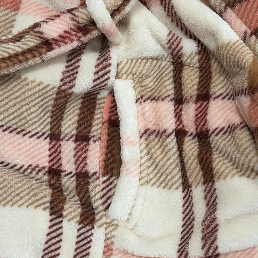 NWOT Vera Bradley Women's Fleece Robe Venetian Plaid Neutral - Picture 6 of 8
